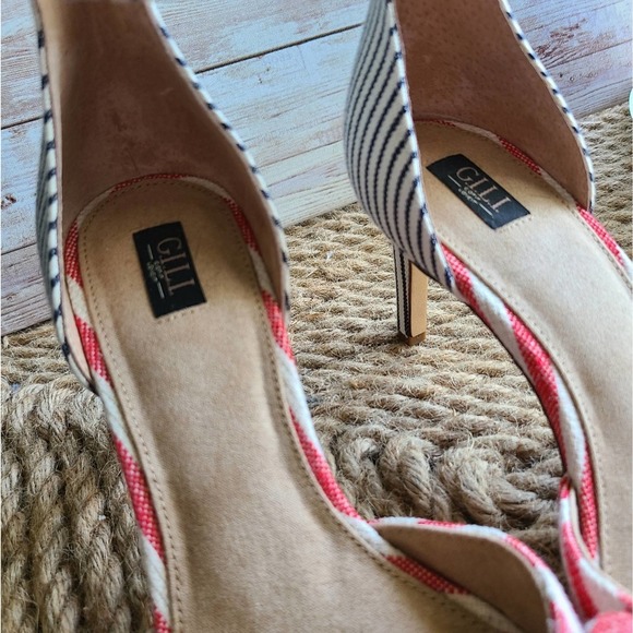NWOT | G.I.L.I | BOW FRONT STRIPE HEELS - Picture 5 of 11